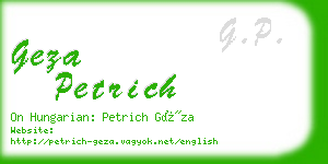 geza petrich business card